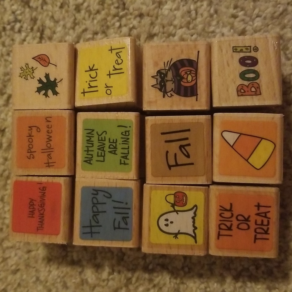 Fall, Halloween, Thanksgiving wooden stamp set.